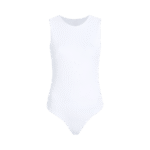 Ribbed Crewneck Tank Bodysuit | White