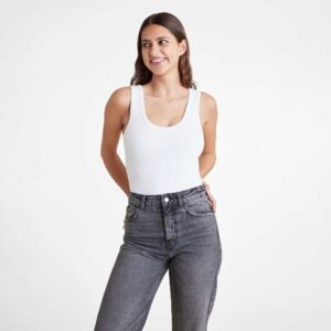 Seamless Scoop Tank Bodysuit | White