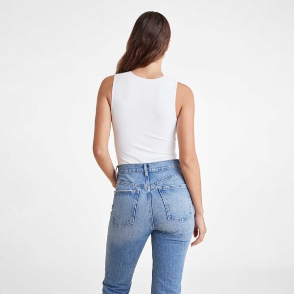 Ribbed Crewneck Tank Bodysuit | White