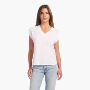 Soft Cotton V-Neck Muscle Tee | White