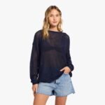 Open Knit Sweater | Navy