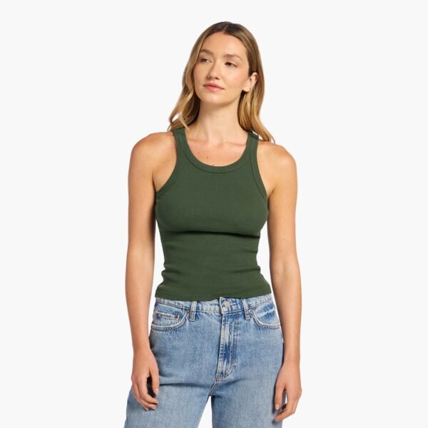 Essential Rib Tank | Darkest Olive