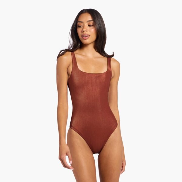 Shimmer Square Neck One Piece | Scarlet