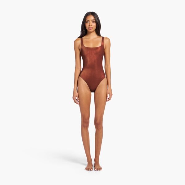 Shimmer Square Neck One Piece | Scarlet