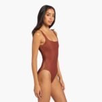 Shimmer Square Neck One Piece | Scarlet