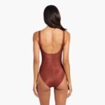Shimmer Square Neck One Piece | Scarlet