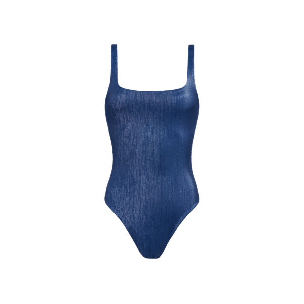 Shimmer Square Neck One Piece | Navy