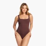 Square Neck One Piece | Coffee