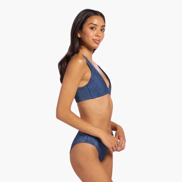 Shimmer Plunge Bikini Top | Navy