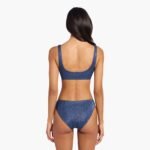 Shimmer Plunge Bikini Top | Navy