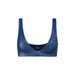 Shimmer Plunge Bikini Top | Navy