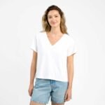 Vintage Cotton V-Neck Everyday T-Shirt | White