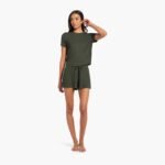 Ribbed Pajama Short Set | Darkest Olive