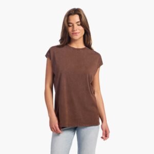 Soft Cotton Tunic Muscle Tee | Washed Coffee