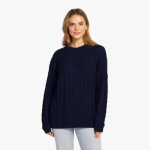 Lightweight Cable Sweater | Navy
